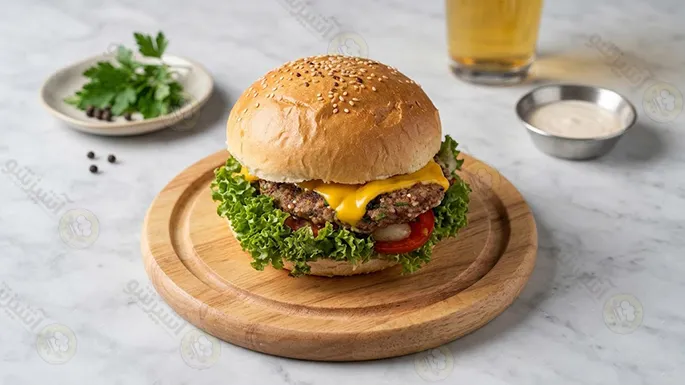 برگر سبزیجات به همراه گوجه و کاهو در دوره آموزش تهیه برگر سبزیجات