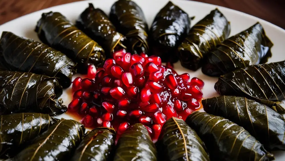 دلمه برگ انگور با انار