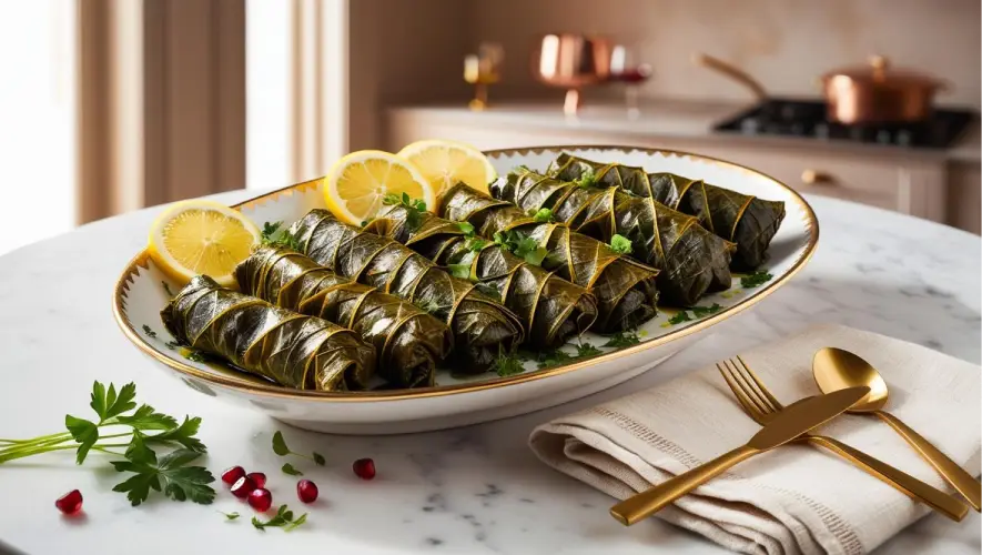 طرز تهیه دلمه برگ انگور با مرغ ساده
