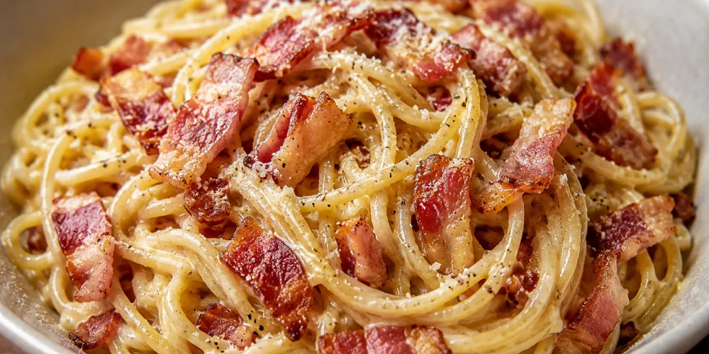 طرز تهیه پاستا کاربونارا با بیکن
