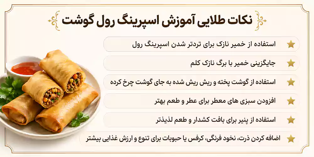 نکات طلایی آموزش اسپرینگ رول گوشت